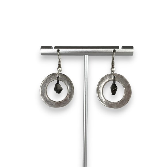 Necklace and Ear Set, 17" - 20", Silver Tone, Black Hematite Tone, Geometrics - Picture 7 of 9